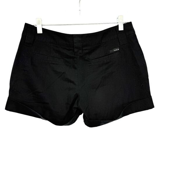 Hurley Womens Chino Shorts Size 7/8 Cotton Blend Twill Blaxk 3" Inseam - Picture 2 of 8